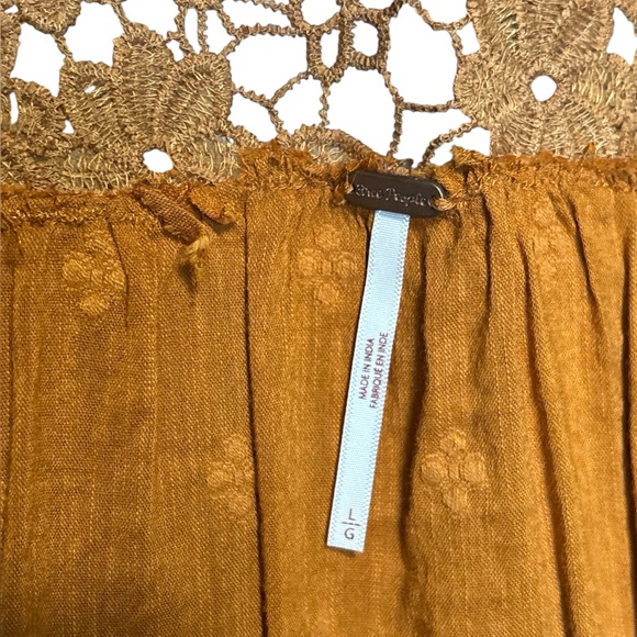 Free People Lina Folk Gypsy Peasant Festival Floral embroidered crochet top - Picture 8 of 9